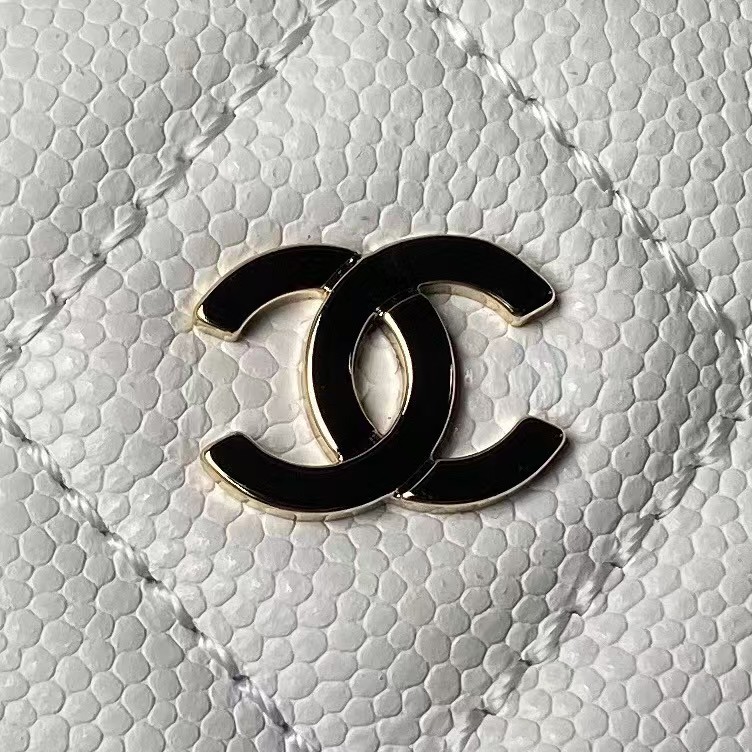 Replicate Chanel 24S AP4000 Mini Clutch With Chain Crossbody Bag White Caviar Light Gold Hardware(1:1 replica)