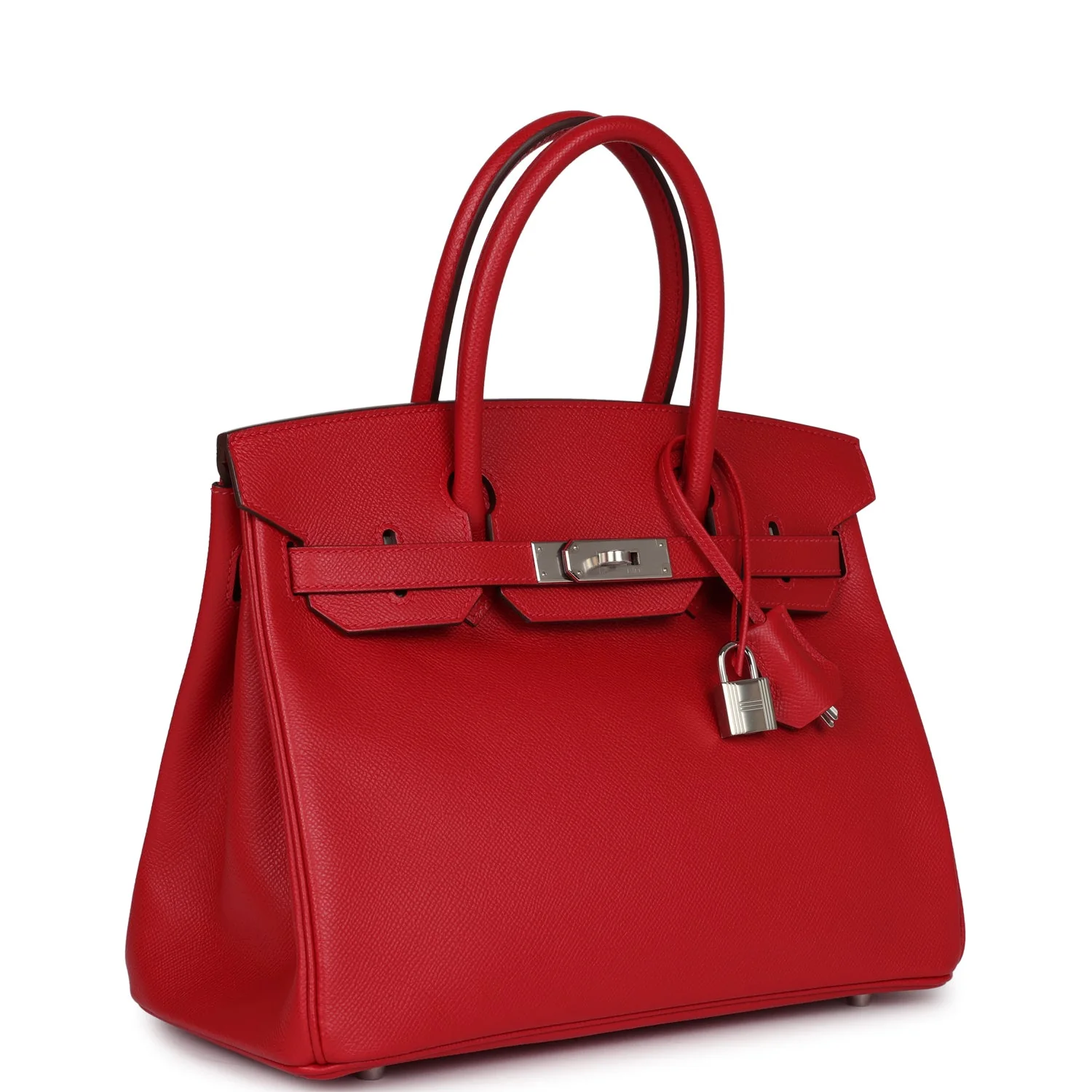 Replicate Hermes Birkin 30 Rouge Casaque Epsom Palladium Hardware(1:1 replica)