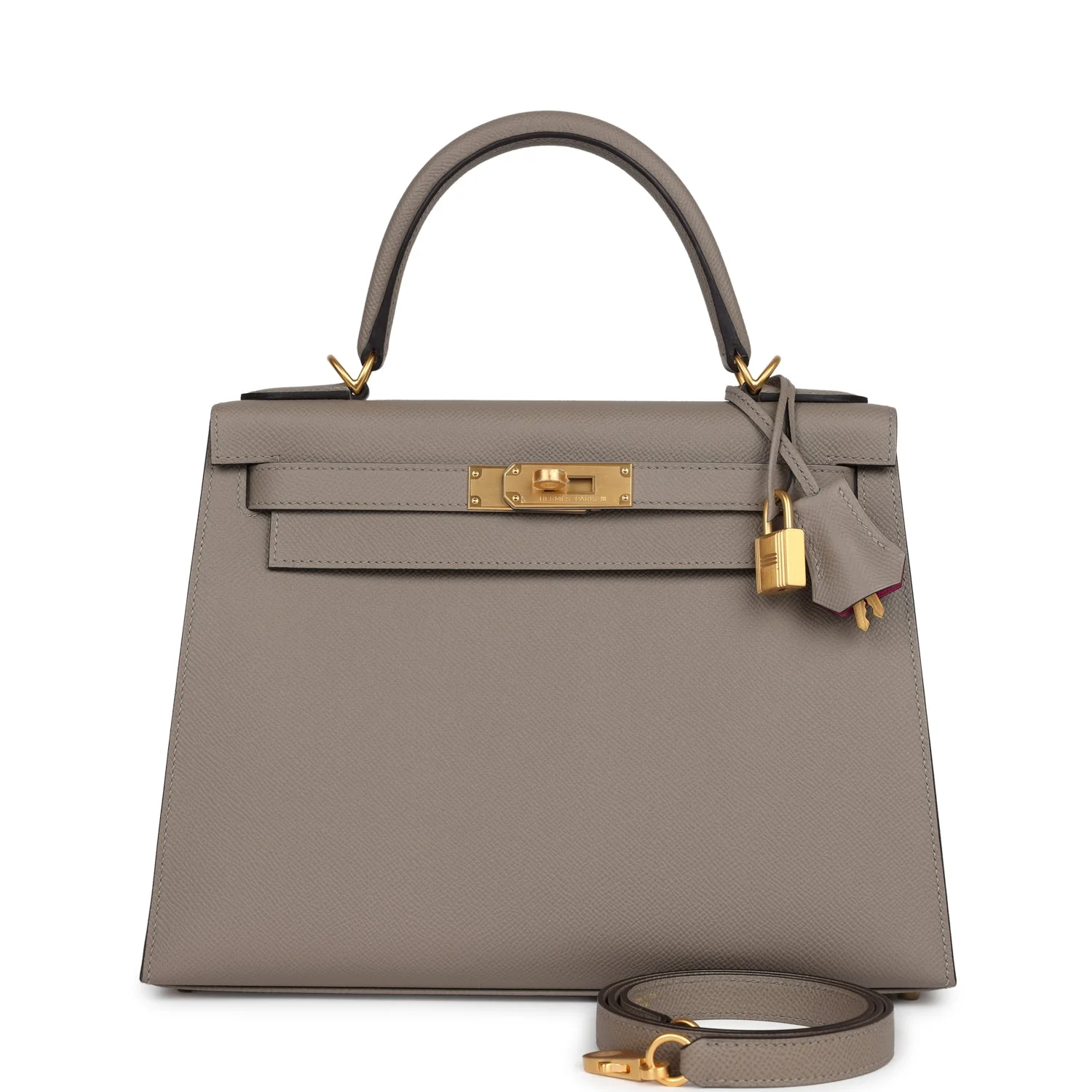 Replicate Hermes Special Order (HSS) Kelly Sellier 28 Gris Asphalte Verso Epsom Brushed Gold Hardware(1:1 replica)