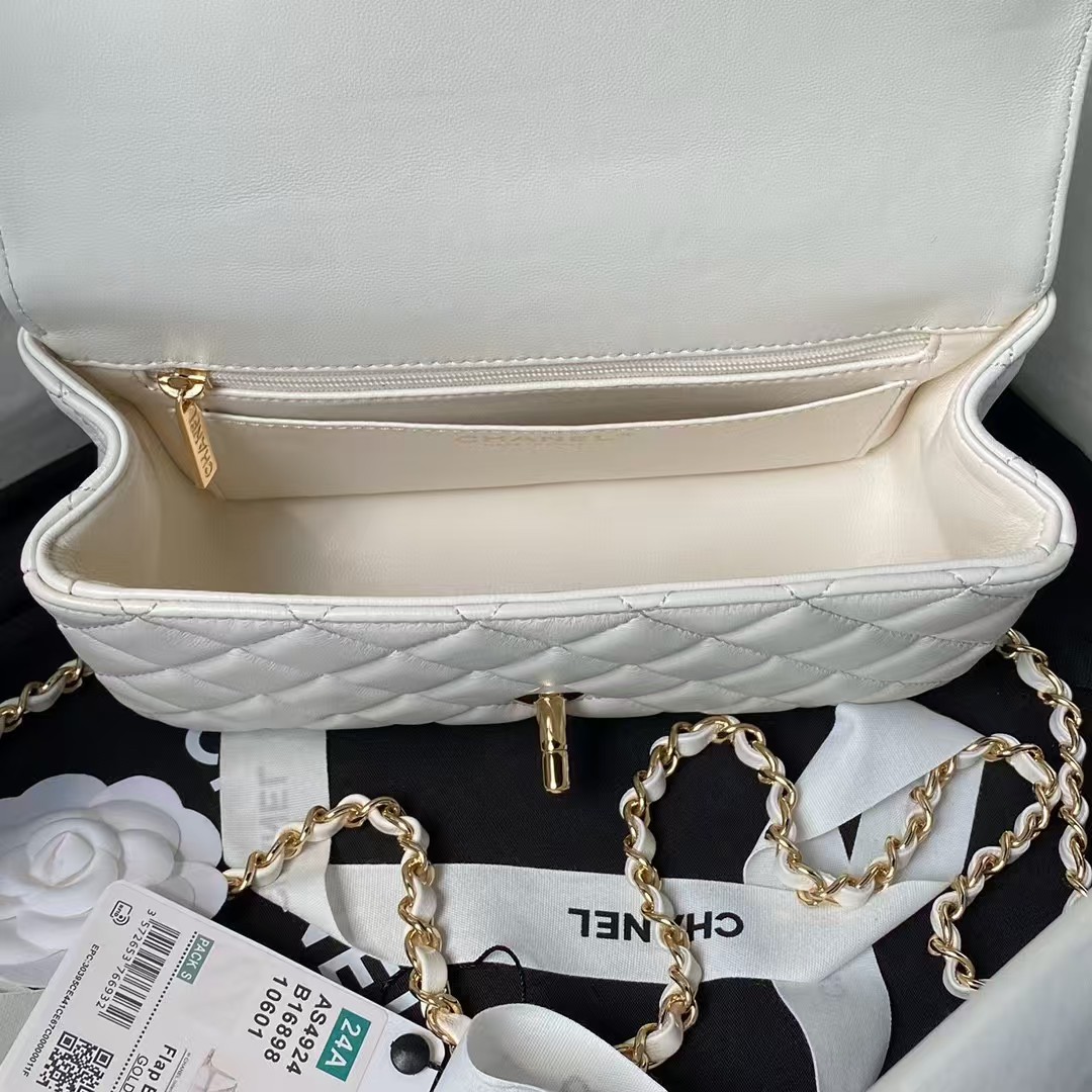 Replicate Chanel 24A AS4924 Mini Flap Bag With Top Handle White(1:1 replica)