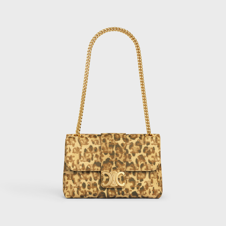 Replicate MEDIUM CELINE VICTOIRE BAG IN TRIOMPHE CANVAS WITH LEOPARD PRINT LEOPARD(1:1 replica)