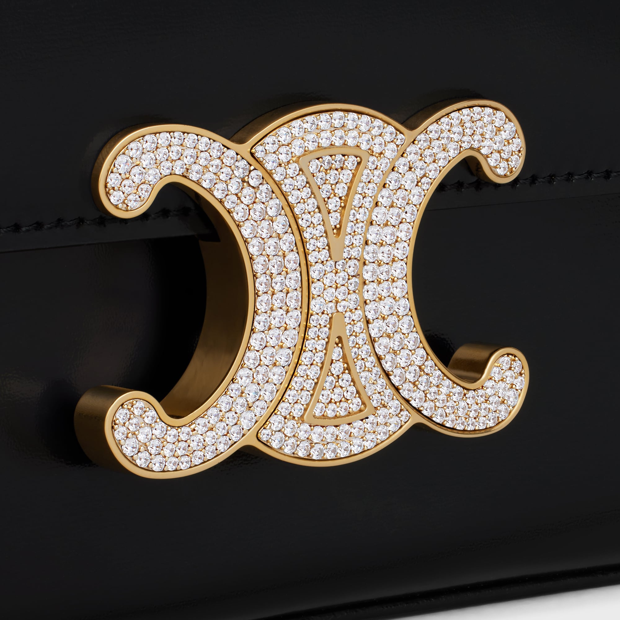 Replicate CHAIN SHOULDER BAG CLAUDE WITH STRASS CLOSURE IN SHINY CALFSKIN(1:1 replica)