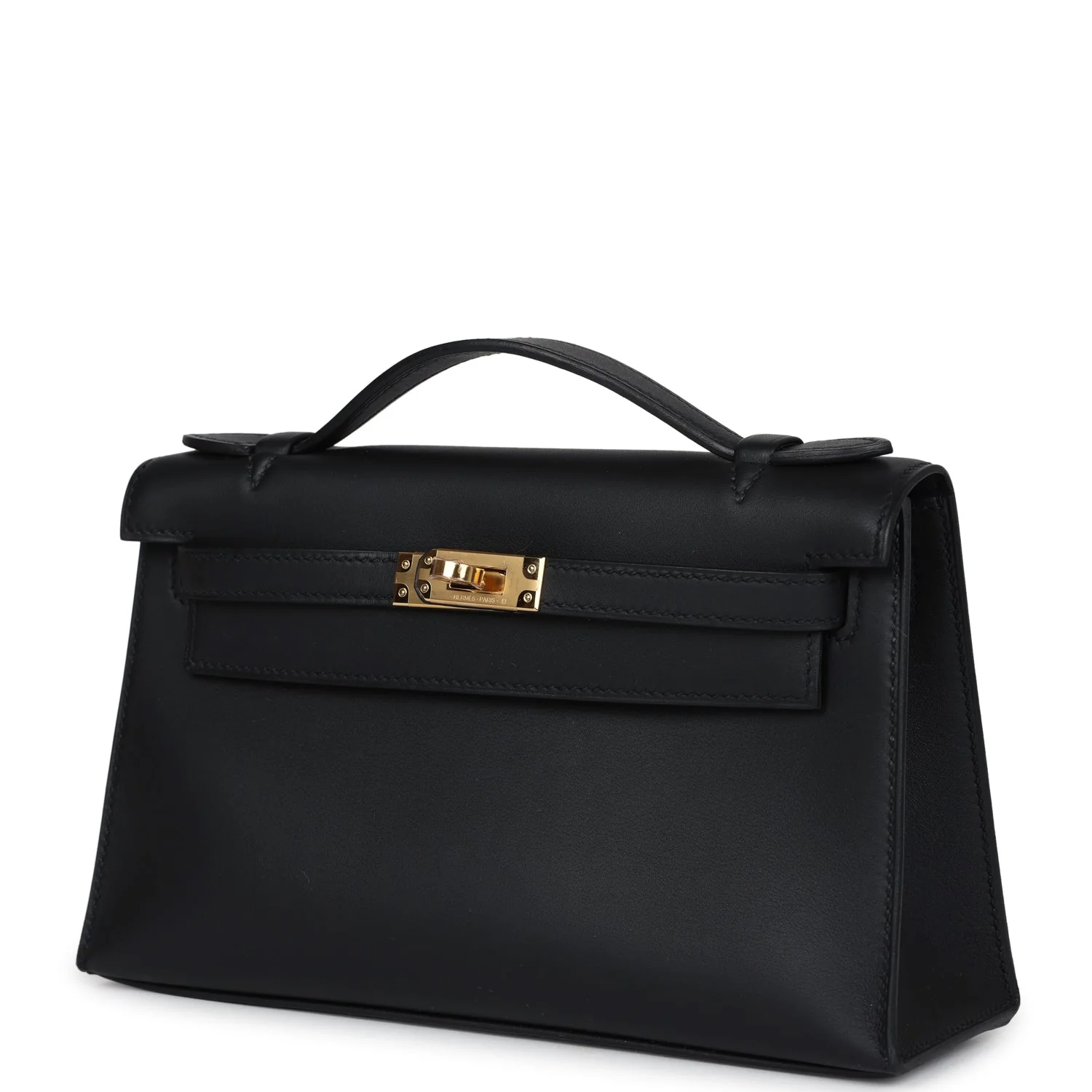 Replicate Hermes Kelly Pochette Black Swift Gold Hardware(1:1 replica)