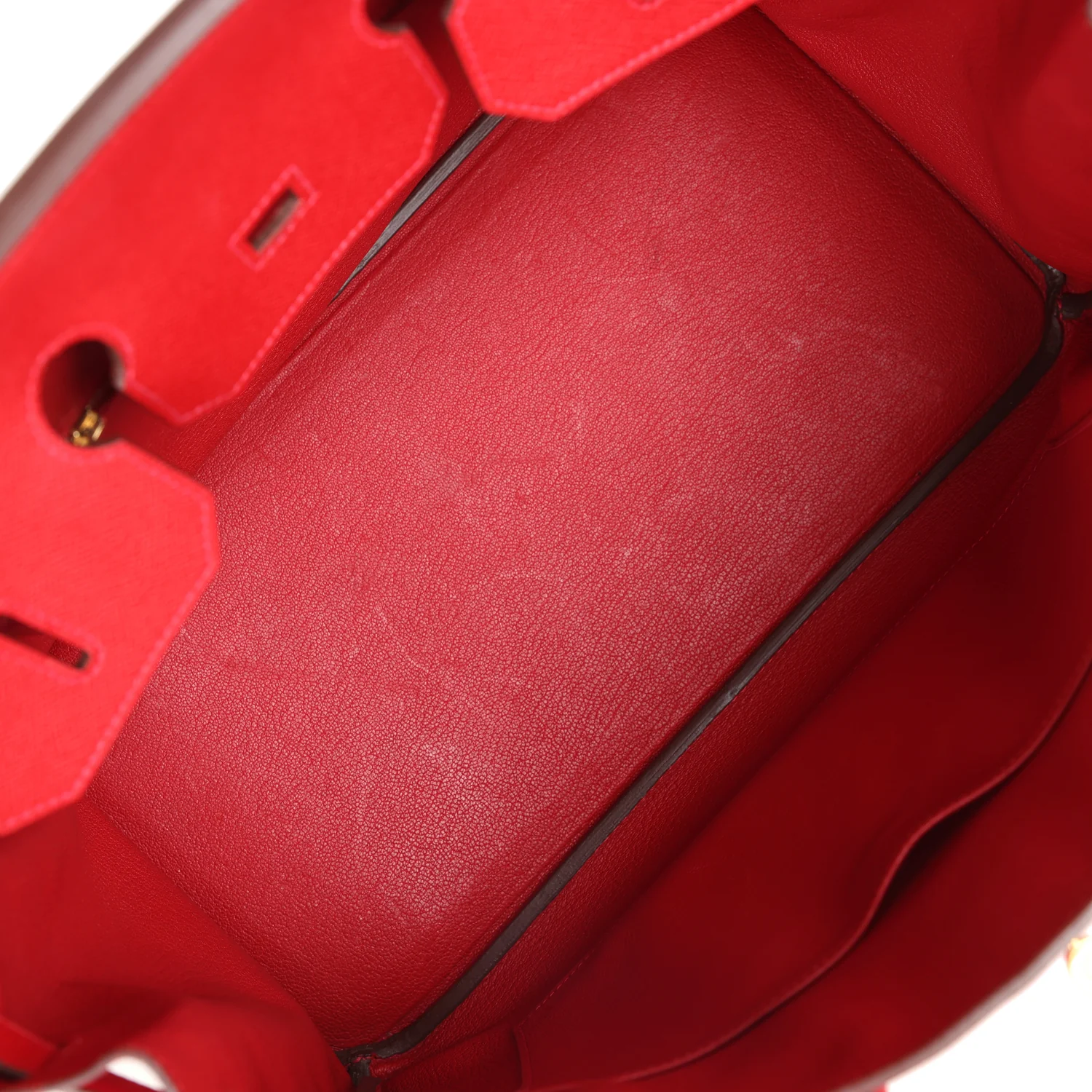 Replicate Hermes Birkin 35 Rouge Casaque Epsom Gold Hardware(1:1 replica)