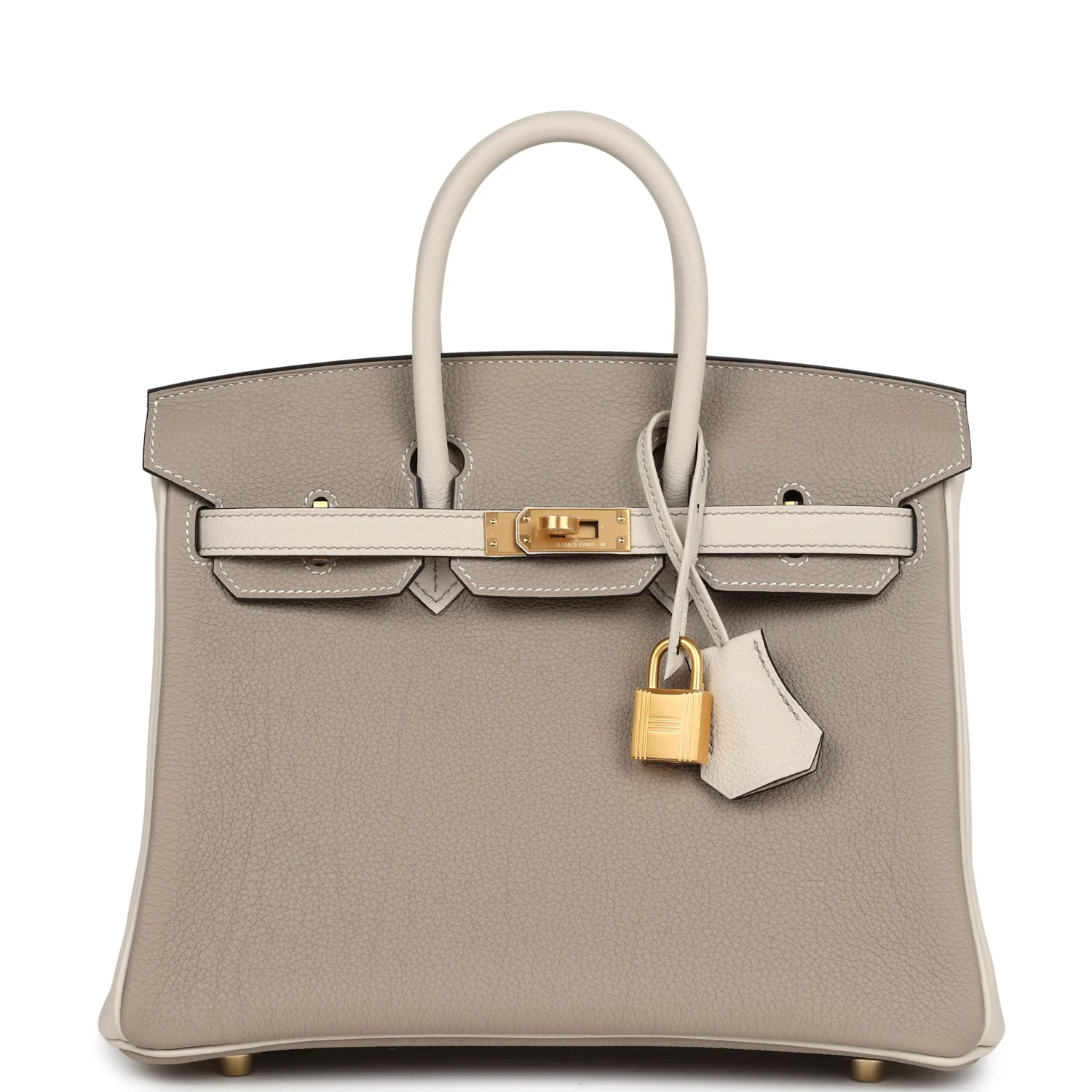 Replicate Hermes Special Order (HSS) Birkin 25 Gris Tourterelle and Craie Togo Brushed Gold Hardware(1:1 replica)