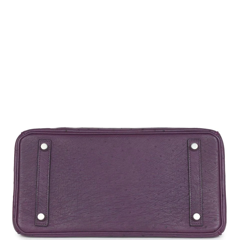 Replicate Hermes Birkin 30 Violet Ostrich Palladium Hardware(1:1 replica)