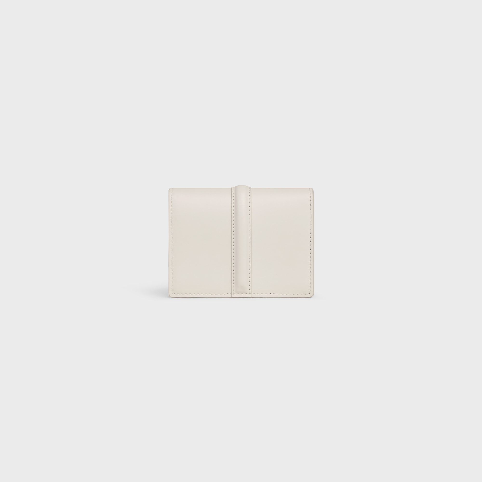 Replicate CARD HOLDER WITH FLAP 16 IN SATINATED CALFSKIN WHITE COTTON(1:1 replica)