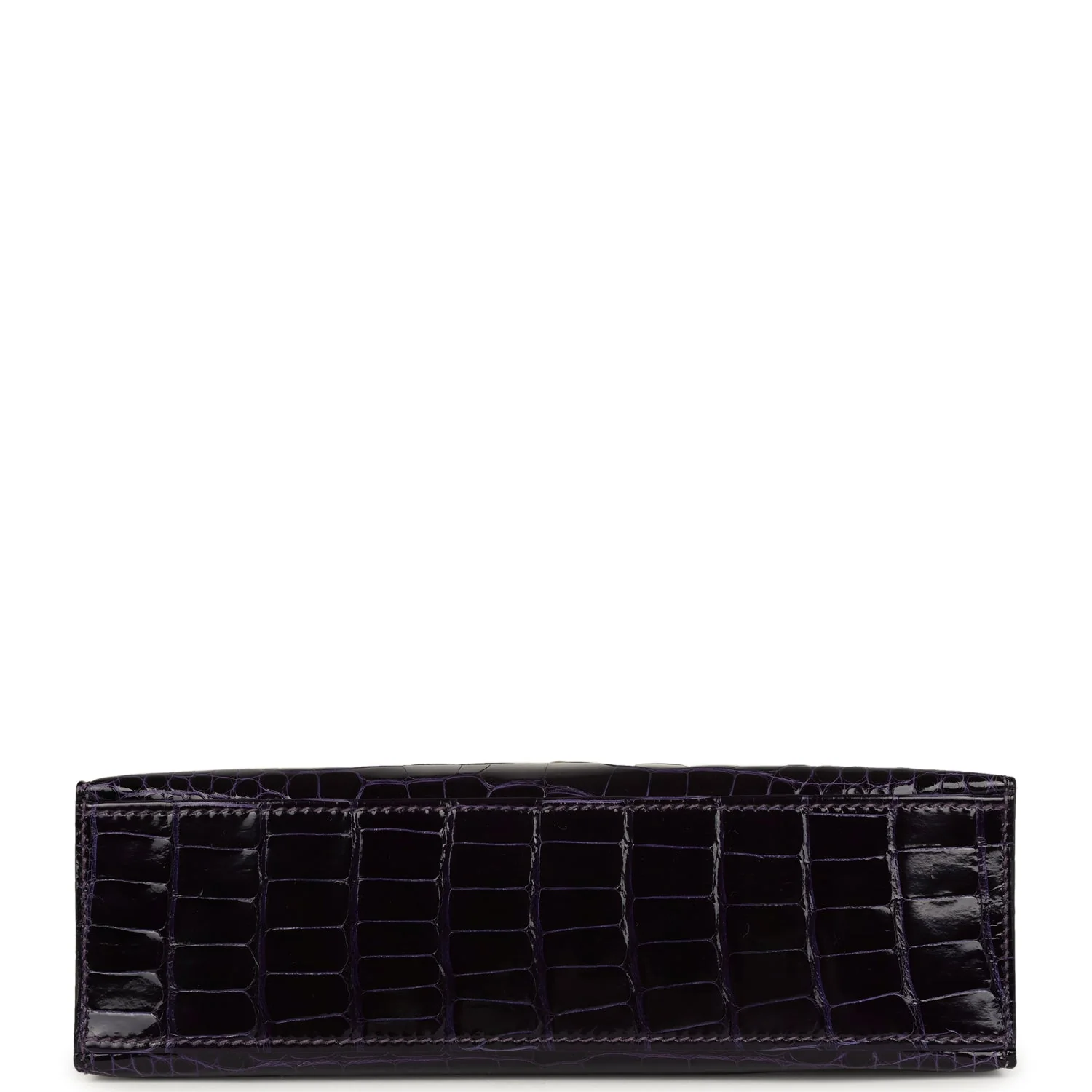 Replicate Hermes Kelly Pochette Amethyst Shiny Alligator Gold Hardware(1:1 replica)