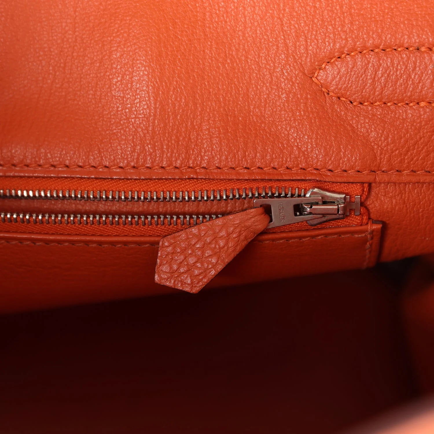 Replicate Hermes Birkin 30 Orange Togo Palladium Hardware(1:1 replica)