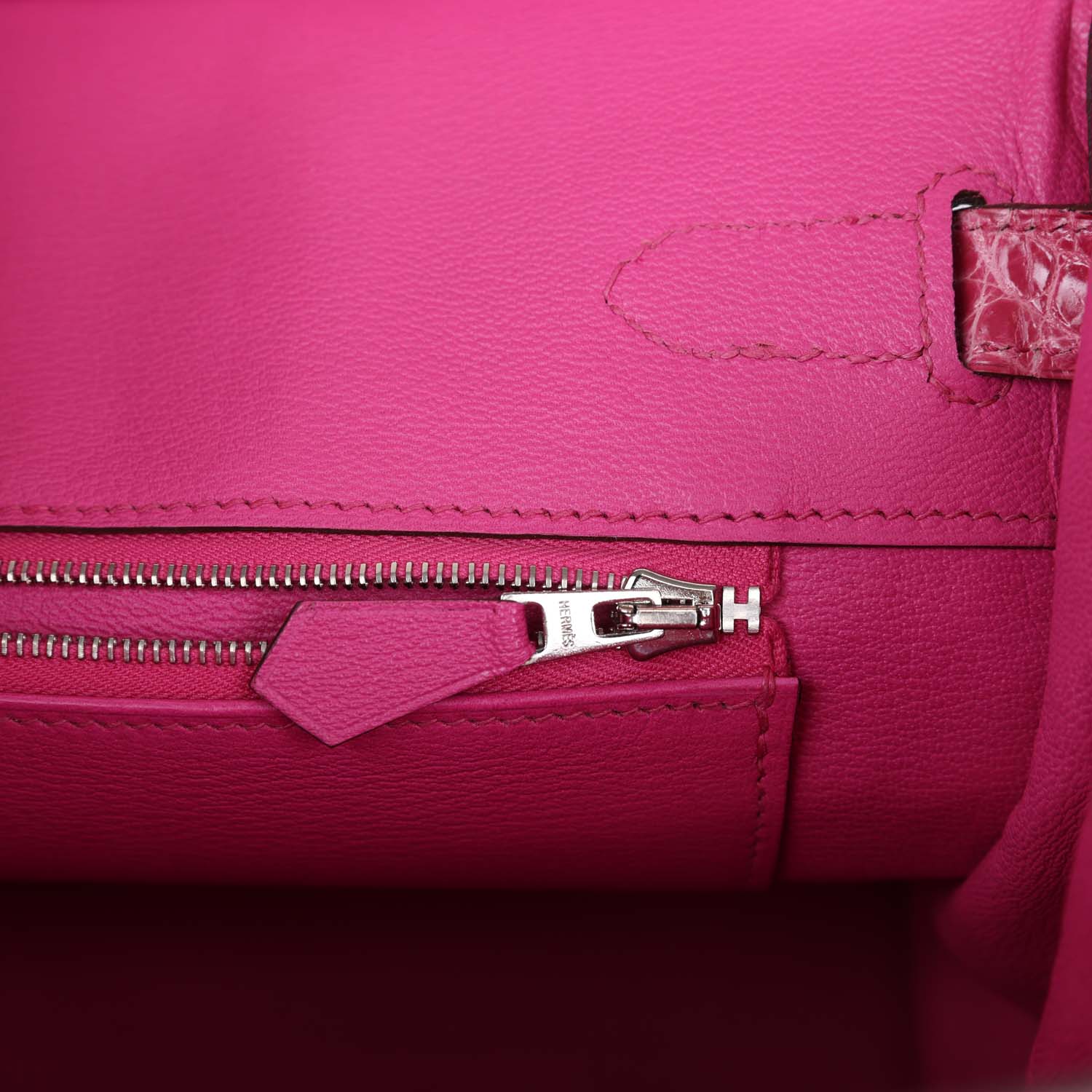 Replicate Hermes Birkin 30 Fuschia Shiny Niloticus Crocodile Palladium Hardware(1:1 replica)