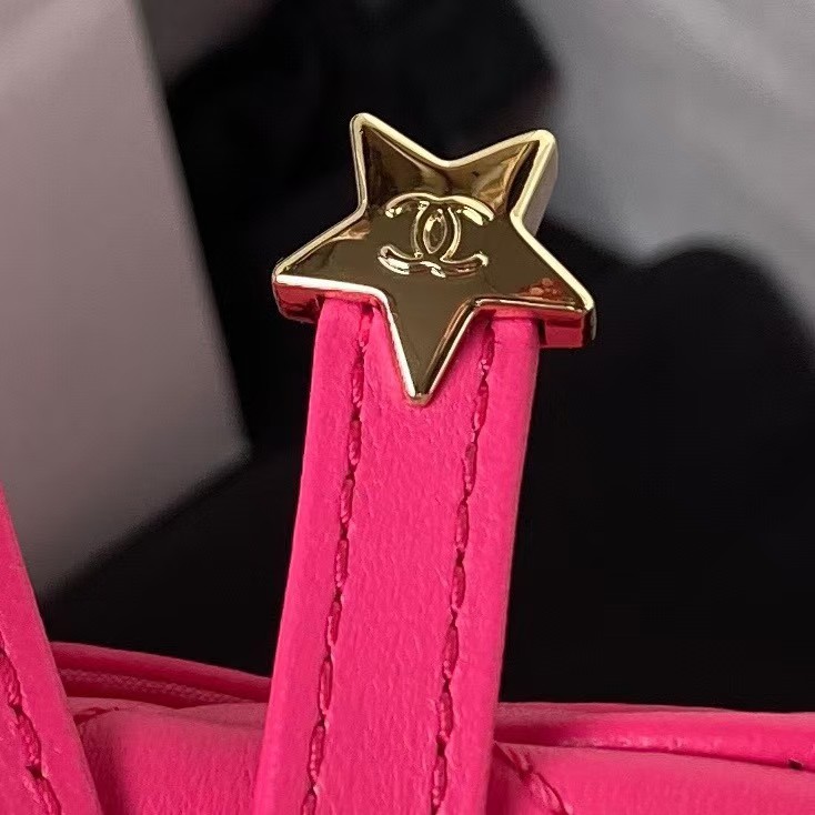 Replicate Chanel 24C AS4579 Star Bag Fuchsia Satin Gold Metal Hardware(1:1 replica)