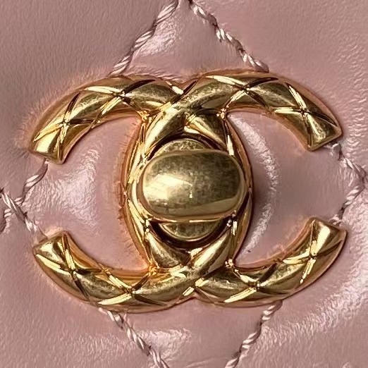 Replicate Chanel A92990 Small Flap Bag With Top Handle Shiny Calfskin Pink(1:1 replica)