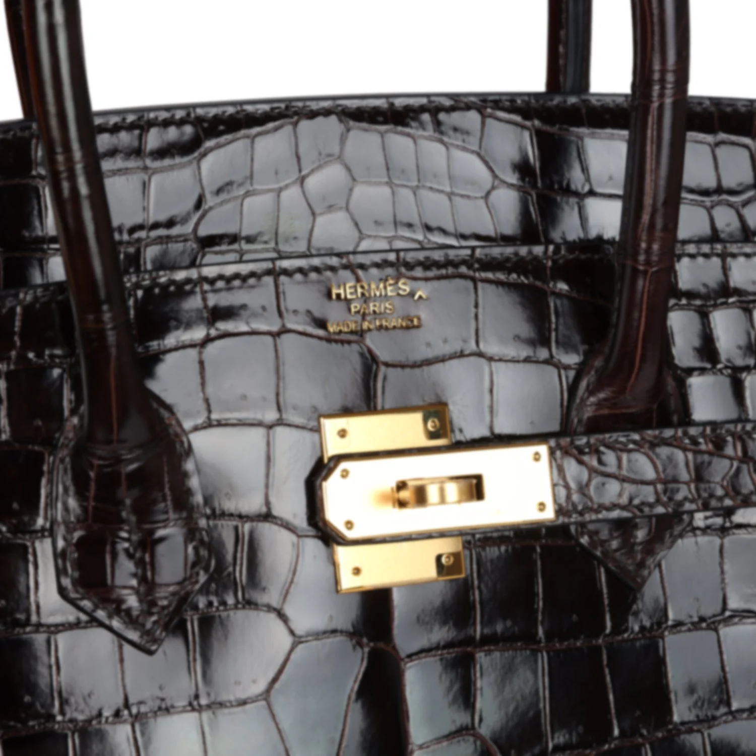 Replicate Hermes Birkin 35 Cocaon Shiny Porosus Crocodile Gold Hardware(1:1 replica)