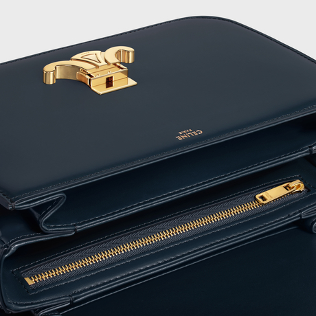 Replicate CLASSIQUE TRIOMPHE BAG IN SHINY CALFSKIN NAVY BLUE(1:1 replica)