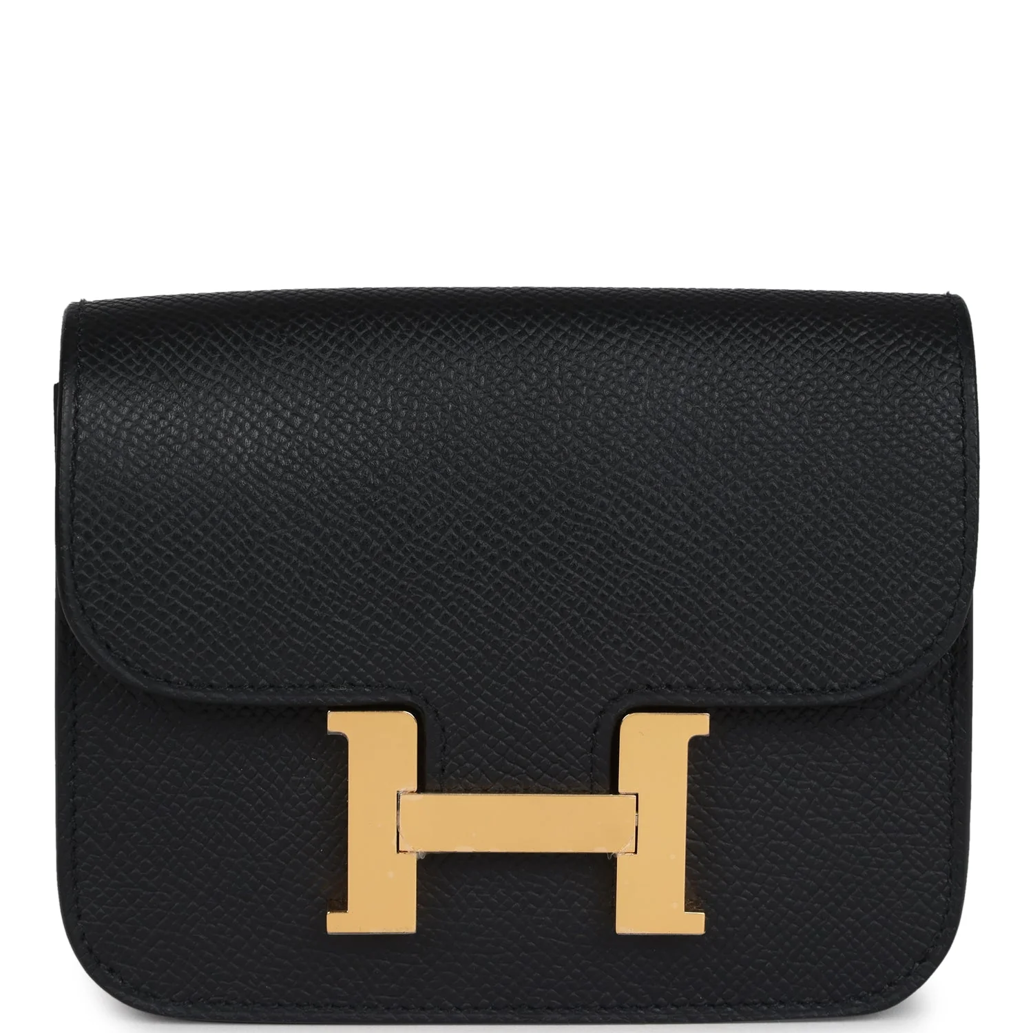 Replicate Hermes Constance Slim Wallet Black Epsom Gold Hardware(1:1 replica)
