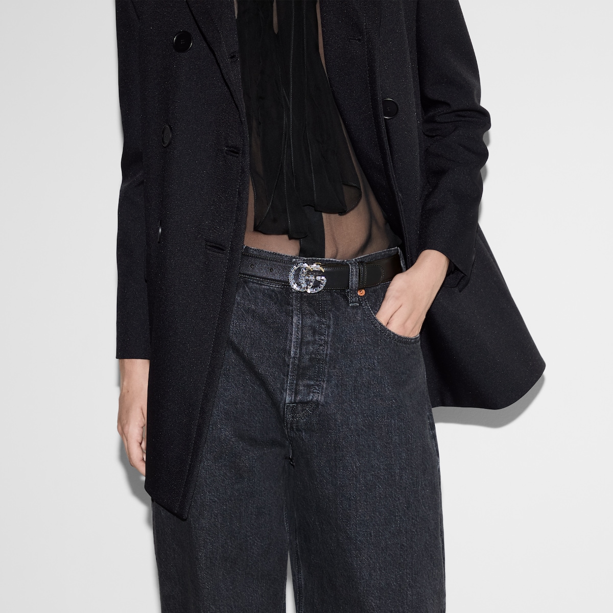 Replicate GG Marmont thin belt with crystals(1:1 replica)