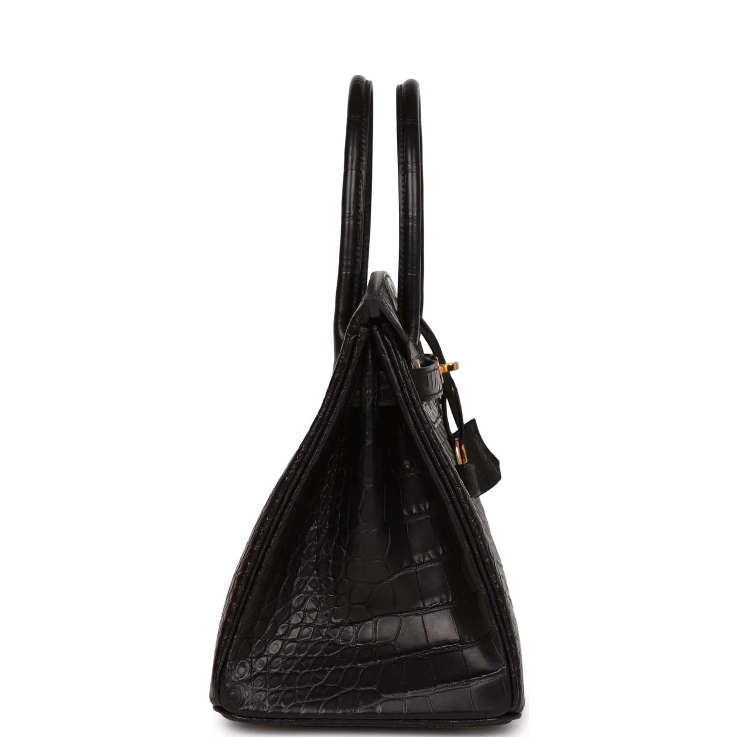 Replicate Hermes Birkin 30 Black Matte Alligator Gold Hardware(1:1 replica)