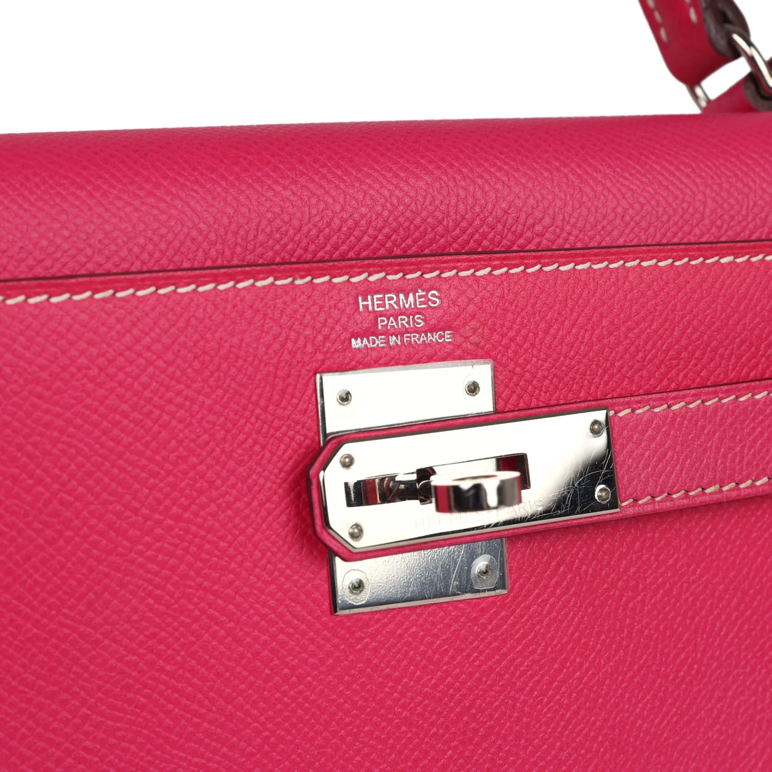 Replicate Hermes Kelly Sellier 28 Rose Tyrien Epsom Palladium Hardware(1:1 replica)
