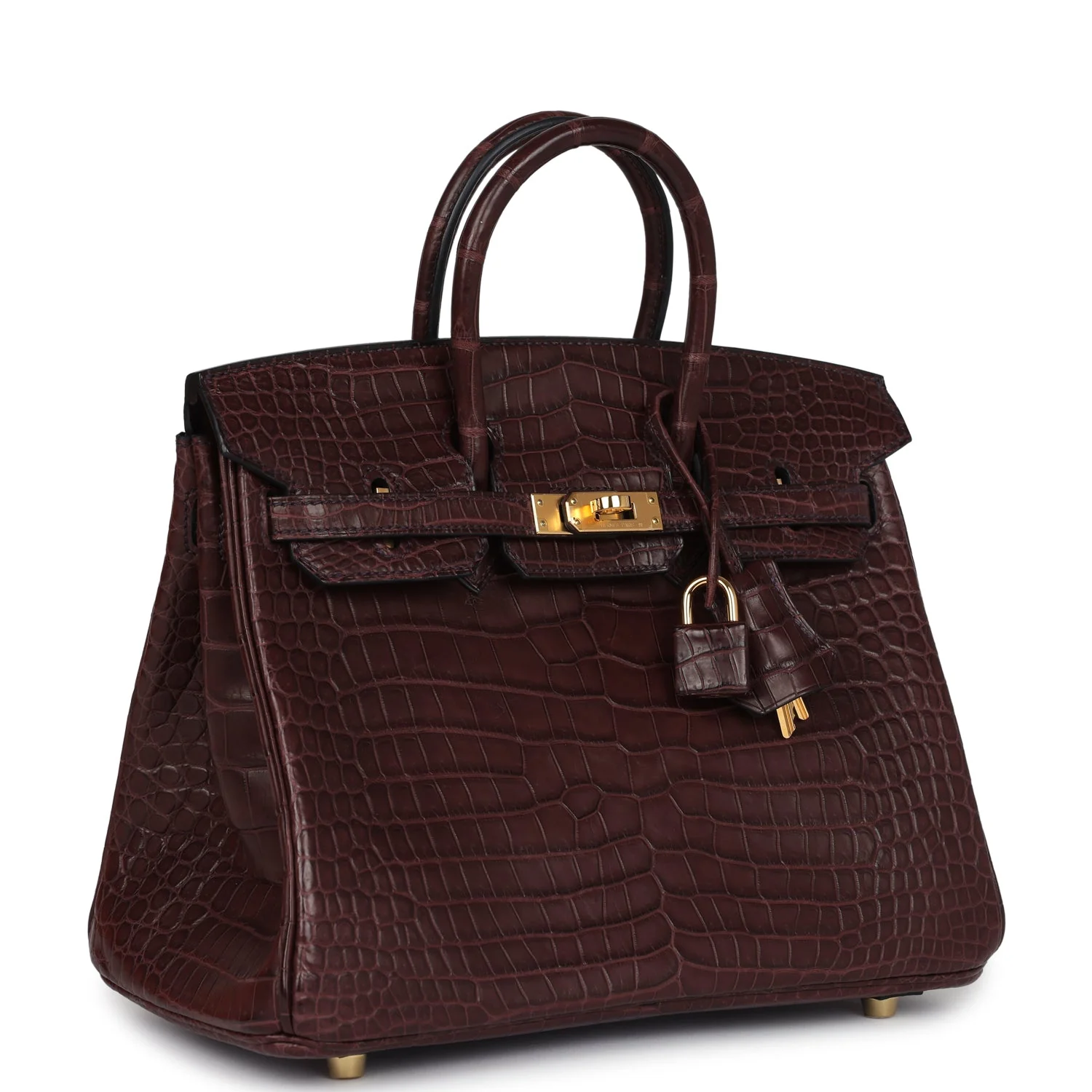 Replicate Hermes Birkin 25 Rouge Sellier Matte Porosus Crocodile Gold Hardware(1:1 replica)