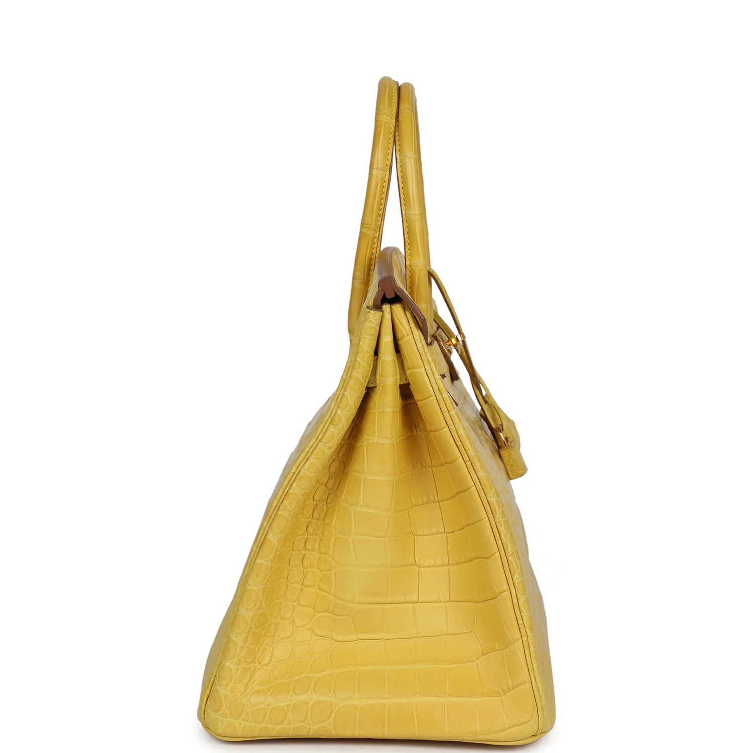 Replicate Hermes Birkin 35 Mimosa Matte Porosus Crocodile Gold Hardware(1:1 replica)
