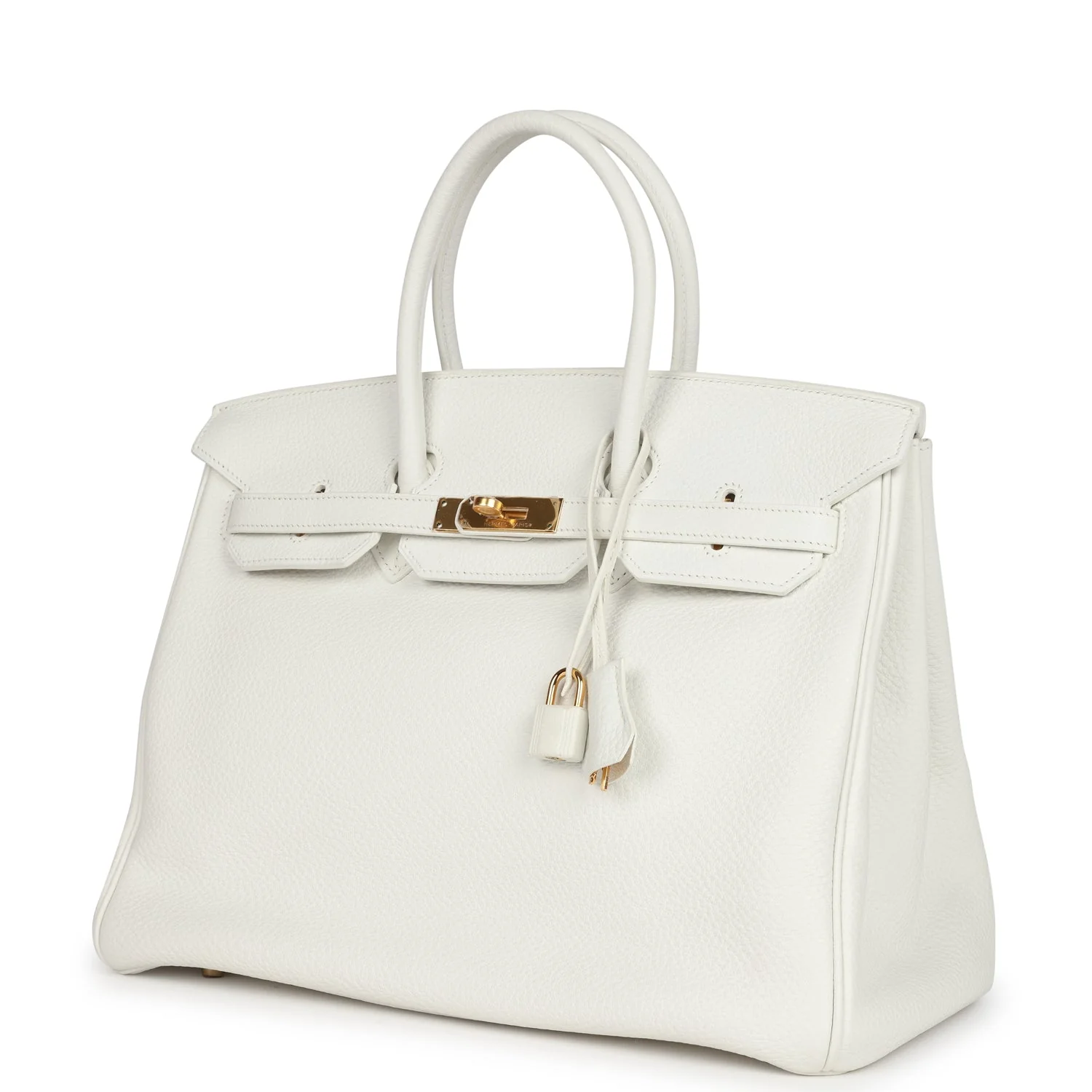 Replicate Hermes Birkin 35 White Clemence Gold Hardware(1:1 replica)