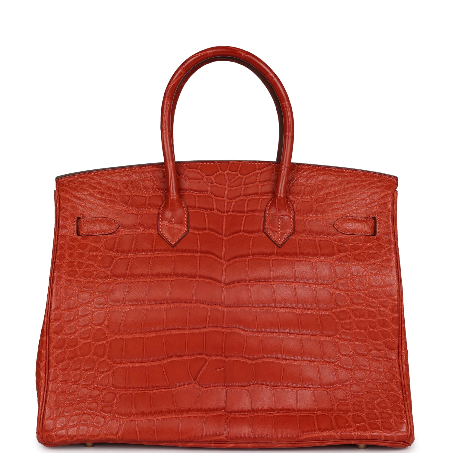 Replicate Hermes Birkin 35 Sanguine Matte Alligator Gold Hardware(1:1 replica)