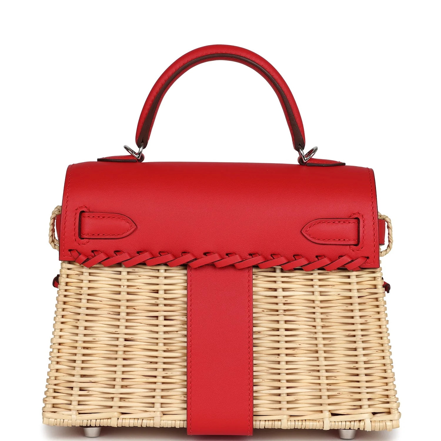 Replicate Hermes Mini Picnic Kelly 20 Rouge De Coeur Swift Palladium Hardware(1:1 replica)