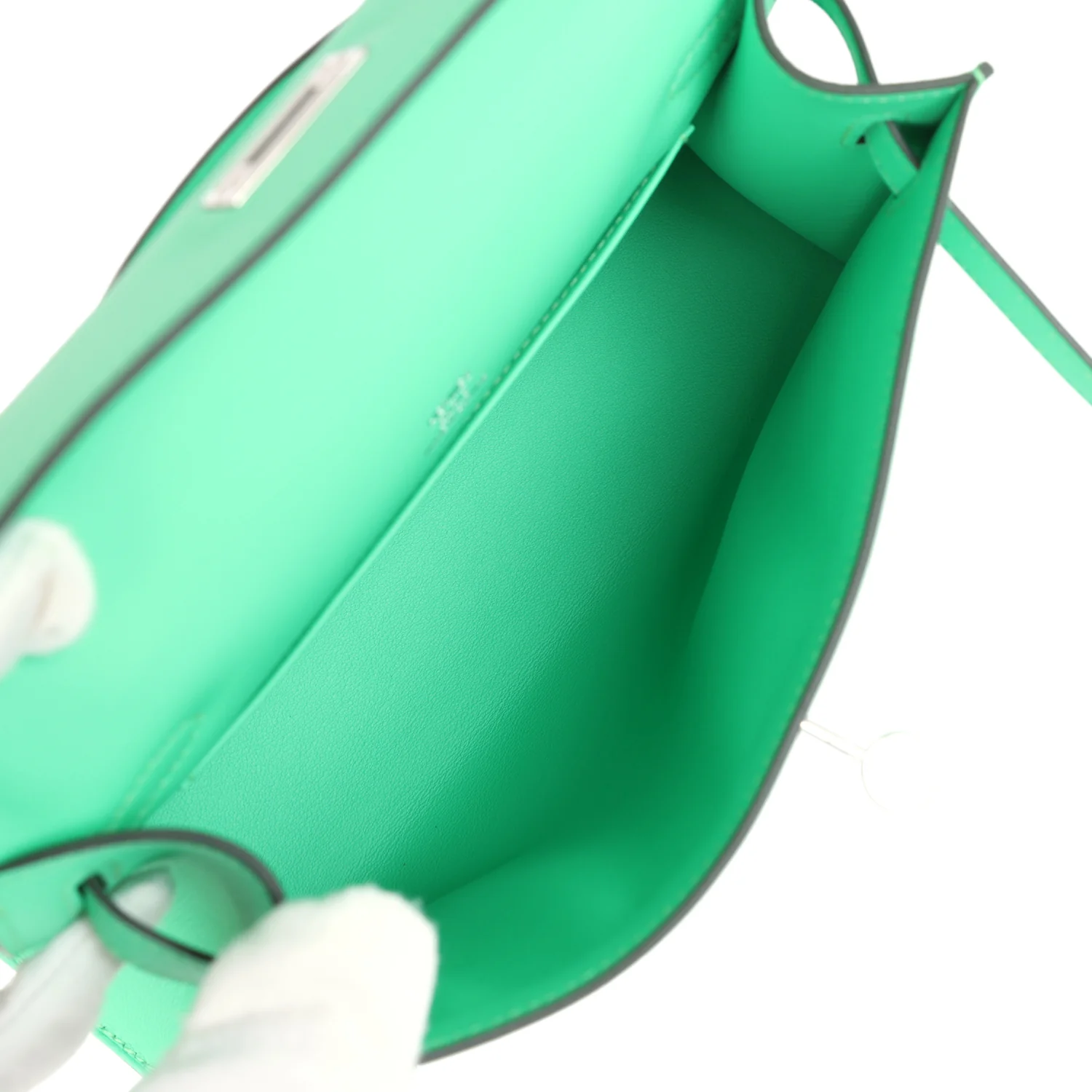 Replicate Hermes Kelly Pochette Vert Comics Swift Palladium Hardware(1:1 replica)