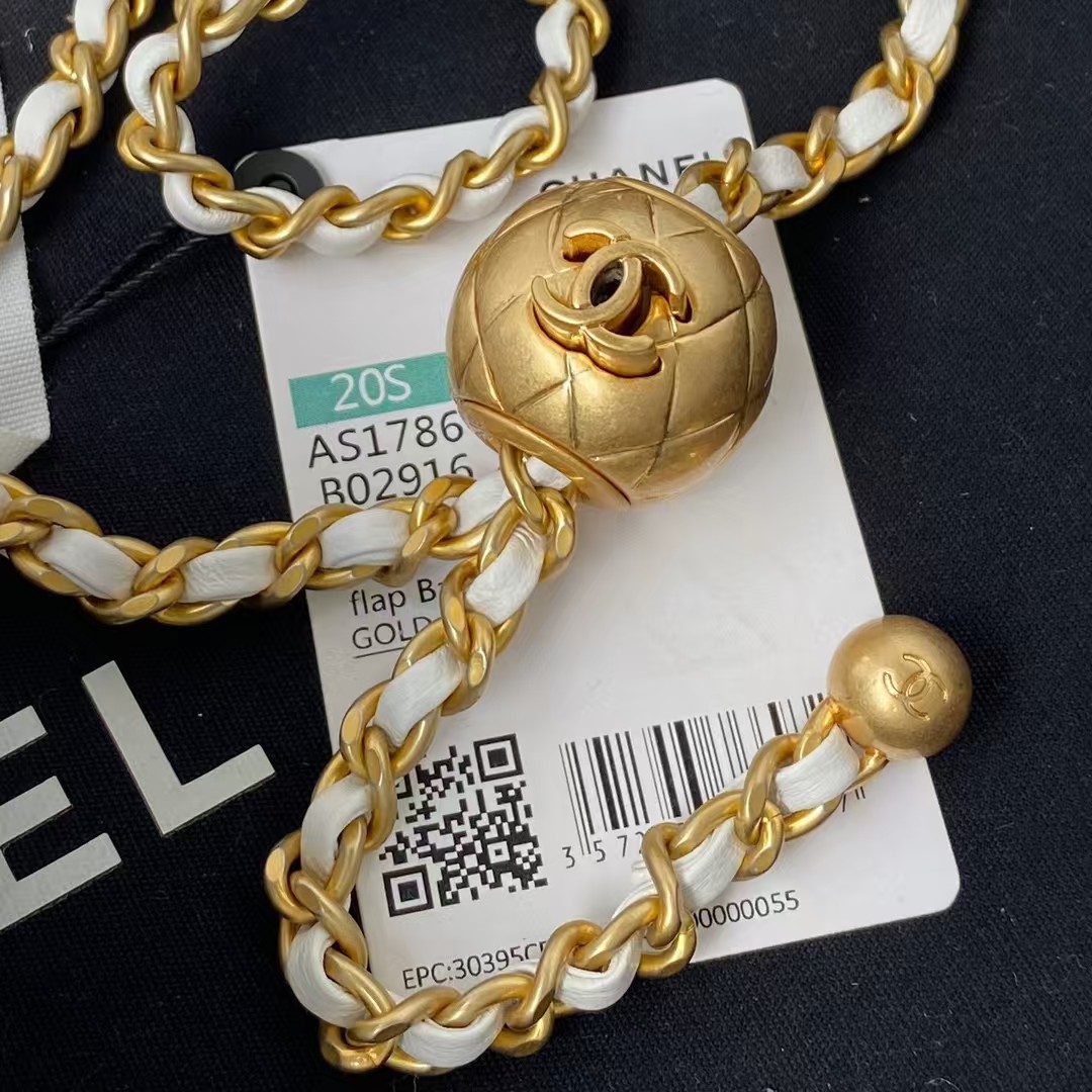 Replicate Chanel 23C AS1786 Mini Square Pearl Embossed Flap Bag Antique Gold Hardware White(1:1 replica)