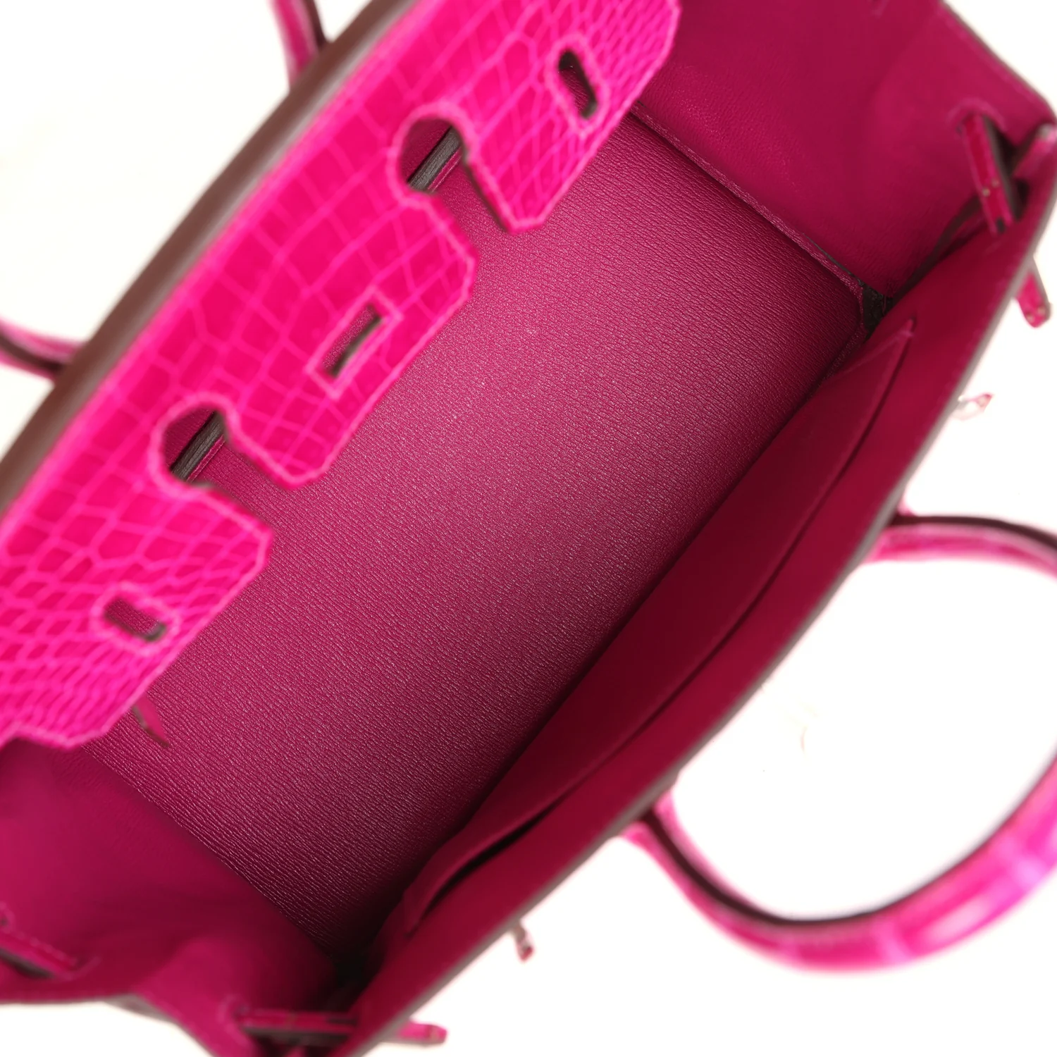 Replicate Hermes Birkin 25 Rose Sheherazade Shiny Porosus Crocodile Palladium Hardware(1:1 replica)