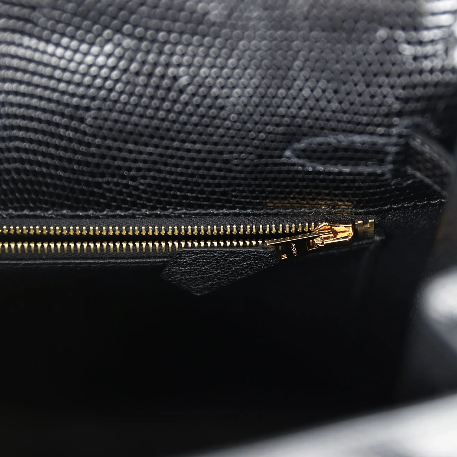 Replicate Hermes Kelly Sellier 25 Black Varanus Niloticus Lizard Gold Hardware(1:1 replica)