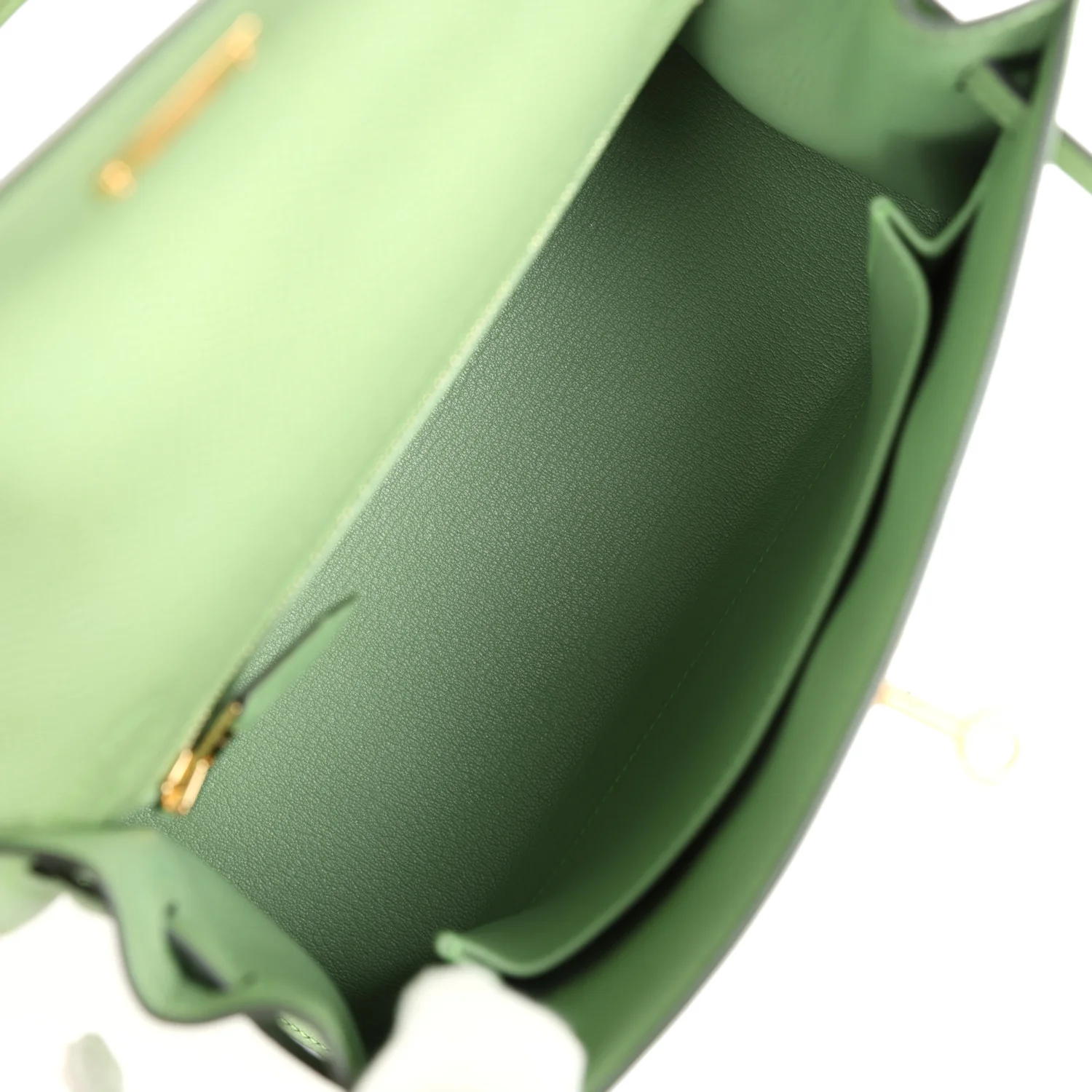 Replicate Hermes Kelly Sellier 25 Vert Criquet Epsom Gold Hardware(1:1 replica)