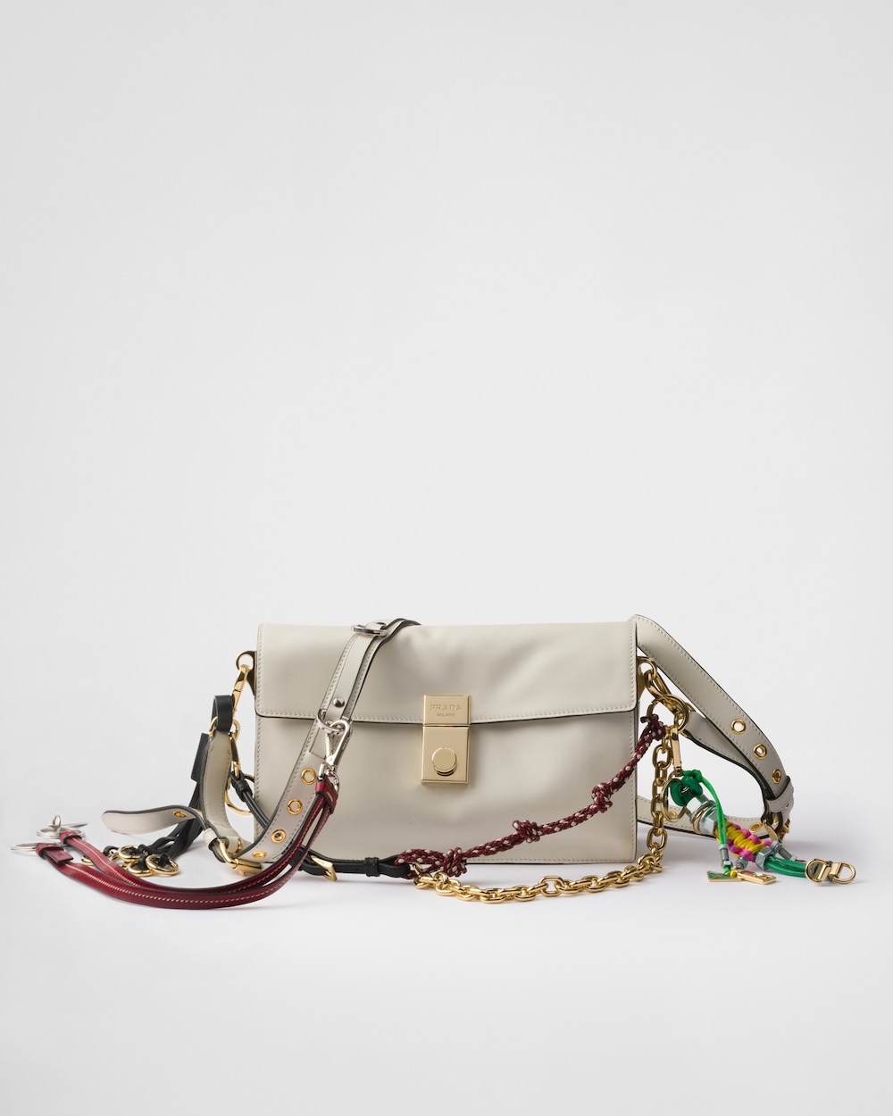 Replicate Prada Soft Sound Small Leather Shoulder Bag With Charms(1:1 replica)