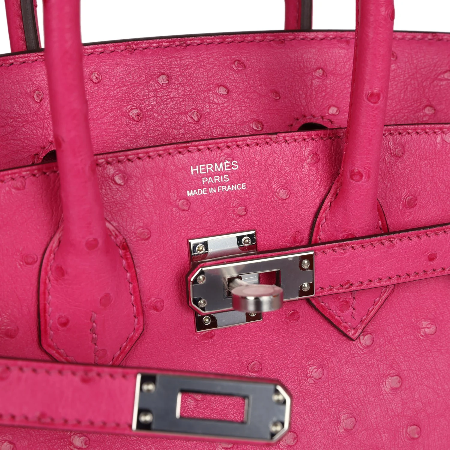 Replicate Hermes Birkin 25 Rose Tyrien Ostrich Palladium Hardware(1:1 replica)