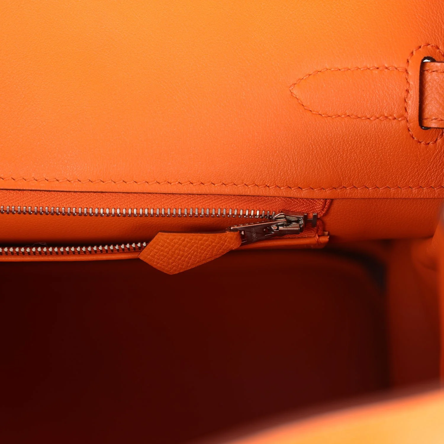 Replicate Hermes Birkin 35 Orange Epsom Palladium Hardware(1:1 replica)