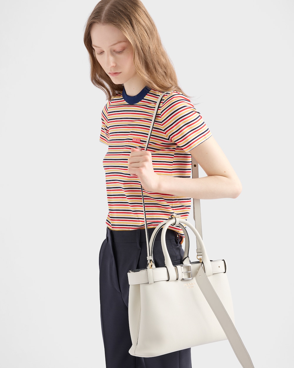 Replicate Prada Buckle Small Leather Handbag With Belt(1:1 replica)