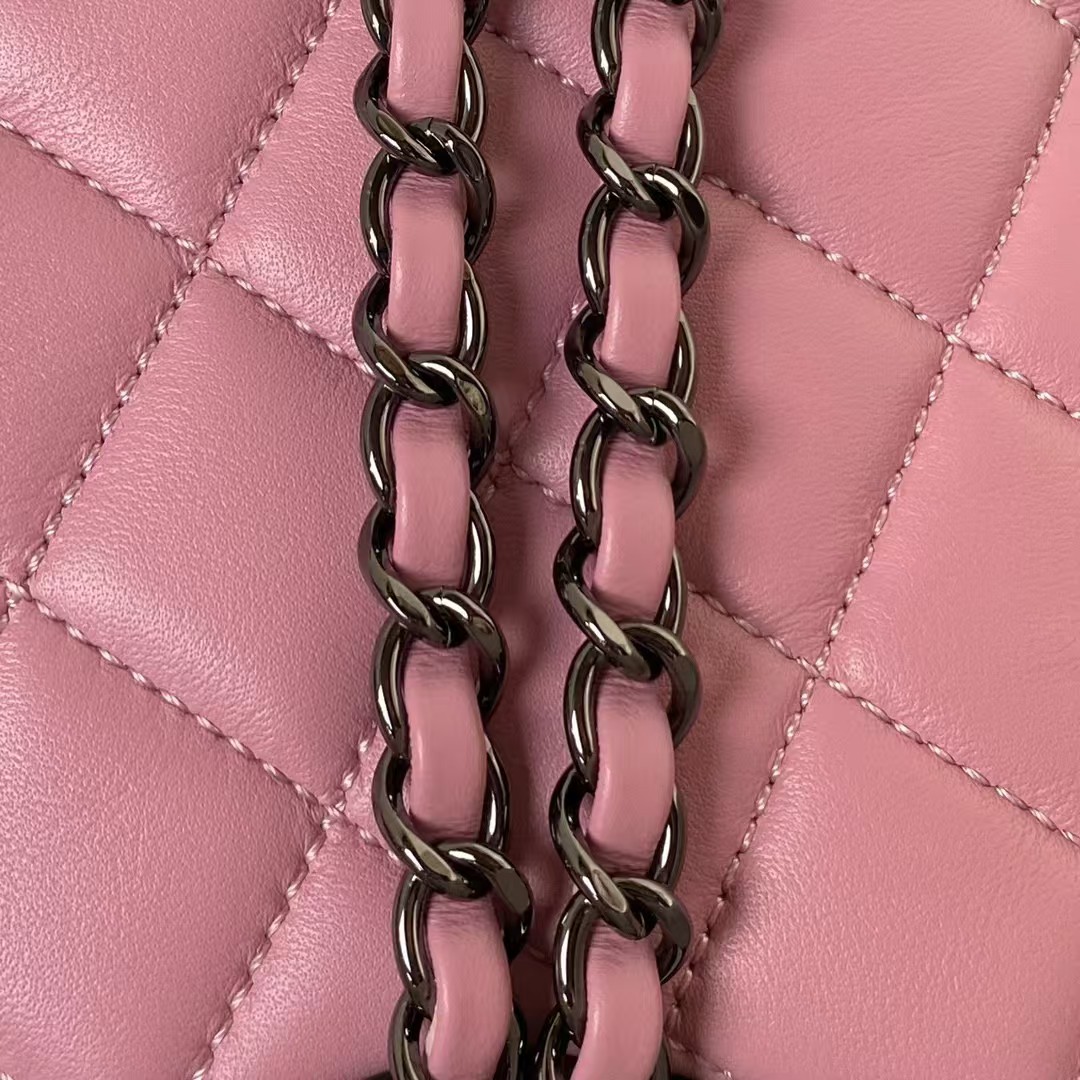 Replicate Chanel 24C AS4579 Star Bag Pink and Black Satin Black Metal Hardware(1:1 replica)