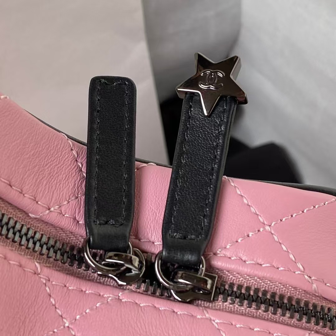 Replicate Chanel 24C AS4579 Star Bag Pink and Black Satin Black Metal Hardware(1:1 replica)