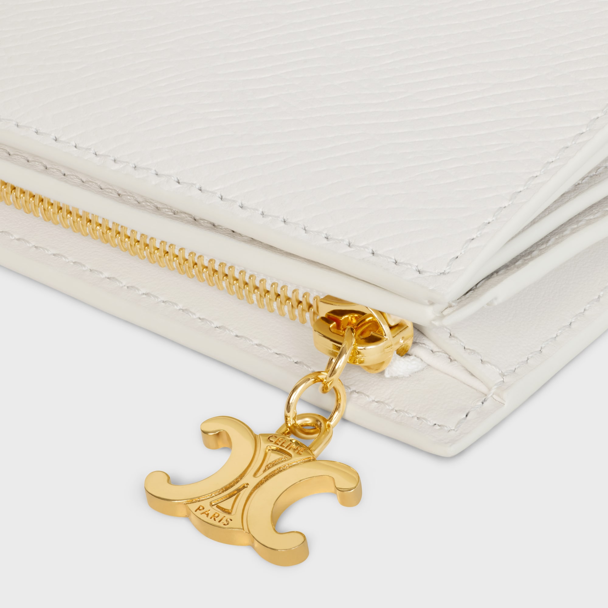 Replicate COMPACT WALLET TRIOMPHE CHARMS IN GRAINED CALFSKIN RICE(1:1 replica)