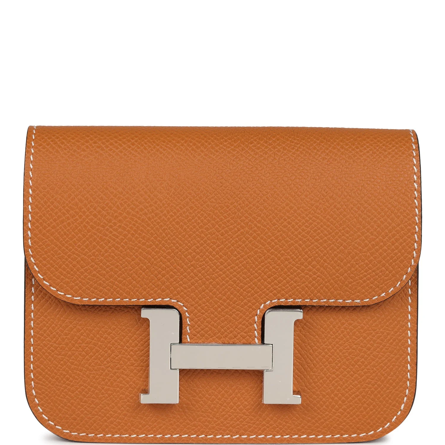 Replicate Hermes Constance Slim Wallet Toffee Epsom Palladium Hardware(1:1 replica)