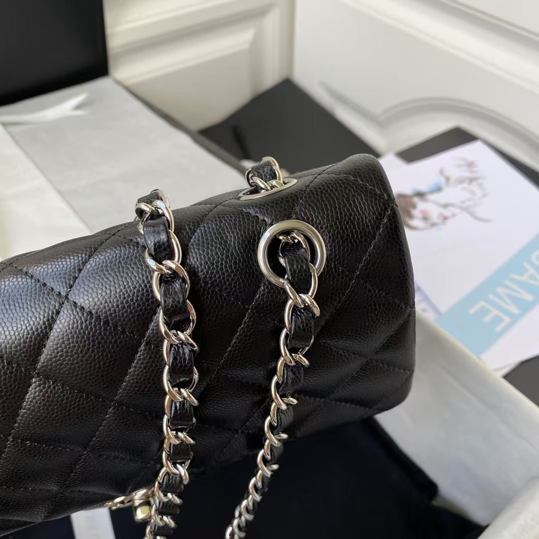 Replicate Chanel Small Classic Handbag Caviar Silver Hardware(1:1 replica)