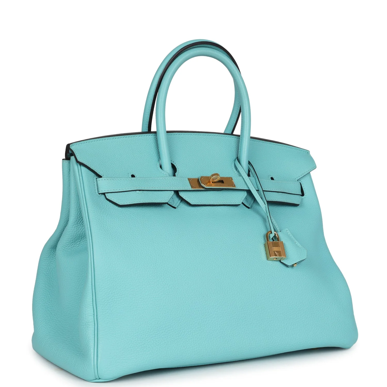Replicate Hermes Birkin 35 Bleu Atoll Togo Gold Hardware(1:1 replica)