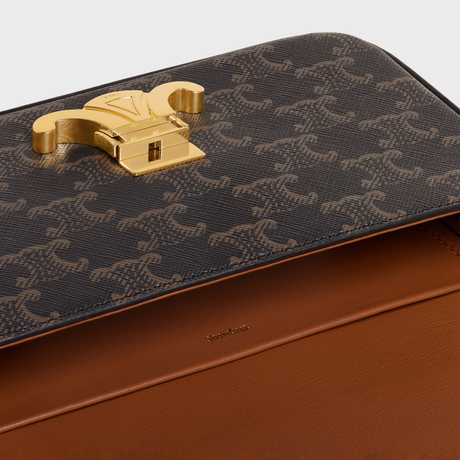 Replicate CHAIN SHOULDER BAG CLAUDE IN TRIOMPHE CANVAS TAN(1:1 replica)