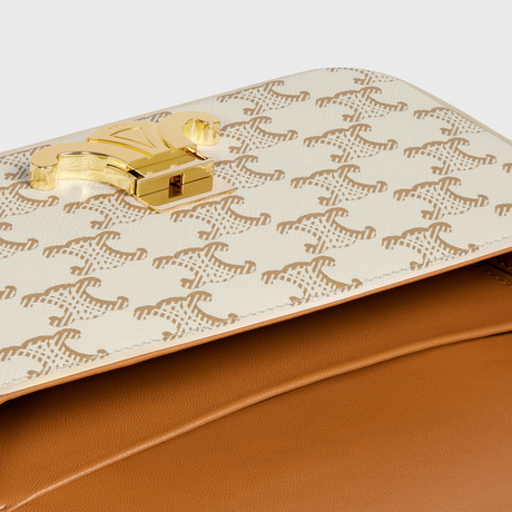 Replicate SHOULDER BAG CLAUDE IN TRIOMPHE CANVAS AND CALFSKIN WHITE(1:1 replica)