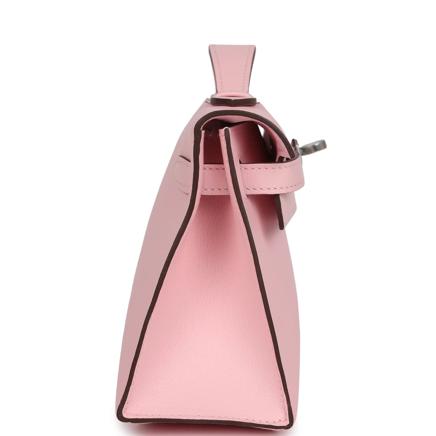 Replicate Hermes Kelly Pochette Rose Sakura Swift Palladium Hardware(1:1 replica)