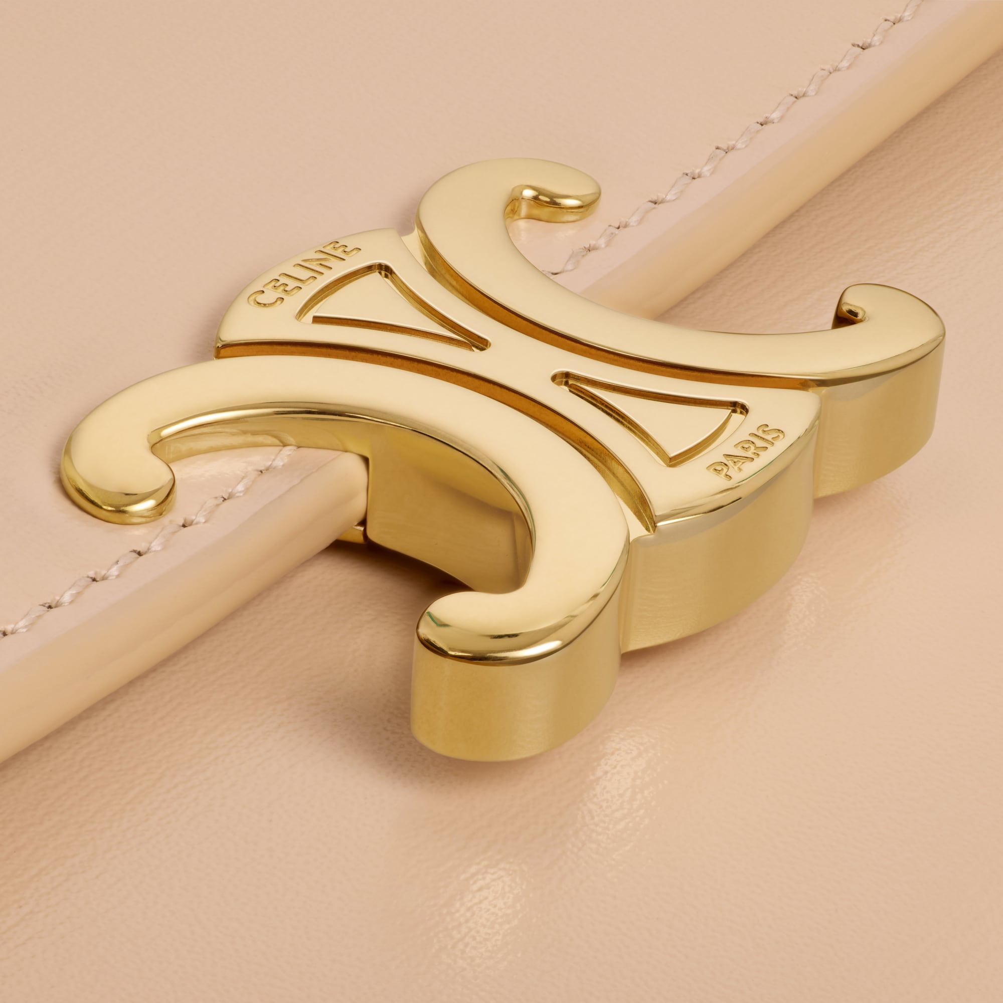 Replicate LARGE WALLET TRIOMPHE IN SHINY CALFSKIN OAT BEIGE(1:1 replica)