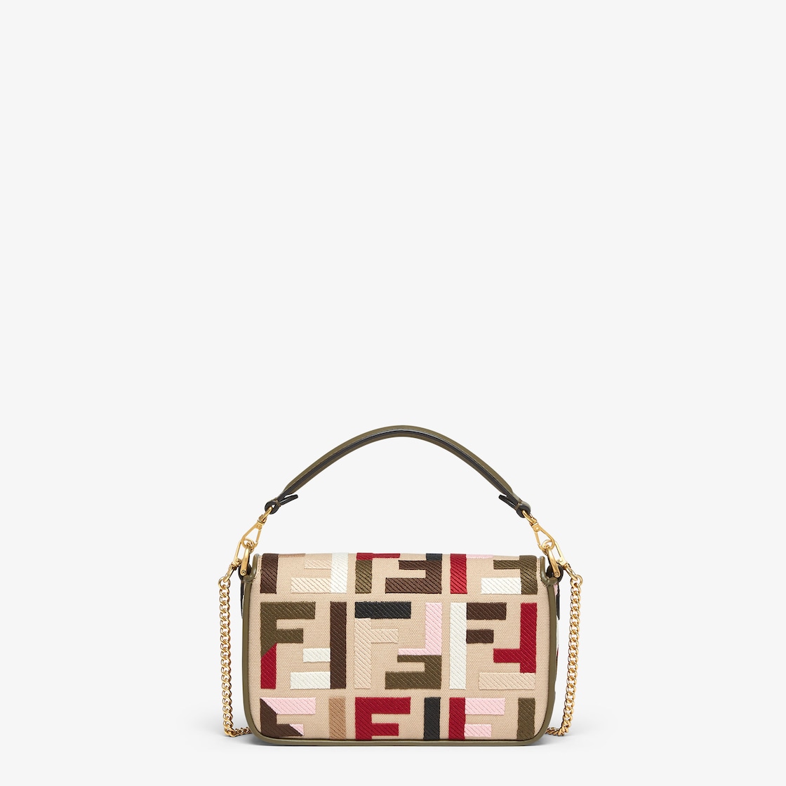 Replicate Baguette Mini Canvas Bag With Multicolor FF Embroidery(1:1 replica)