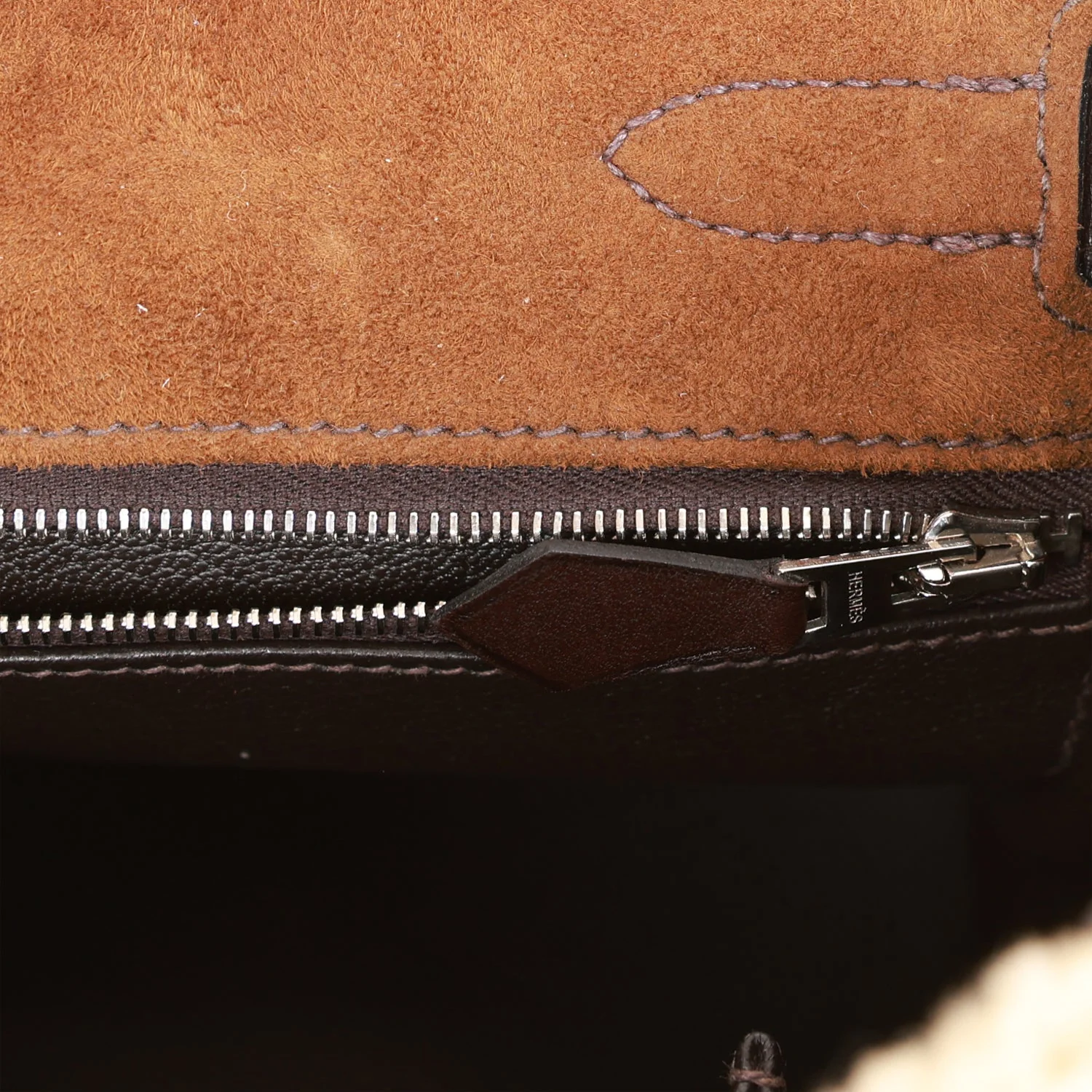 Replicate Hermes Teddy Kelly 35 Shearling and Ebene Barenia Palladium Hardware(1:1 replica)