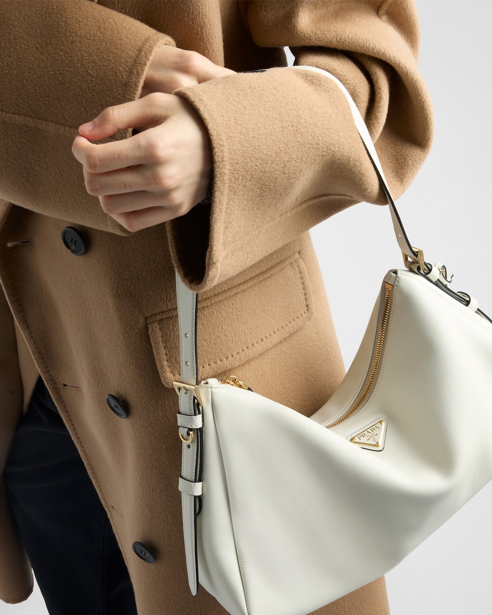 Replicate Prada Aimée Large Leather Shoulder Bag(1:1 replica)