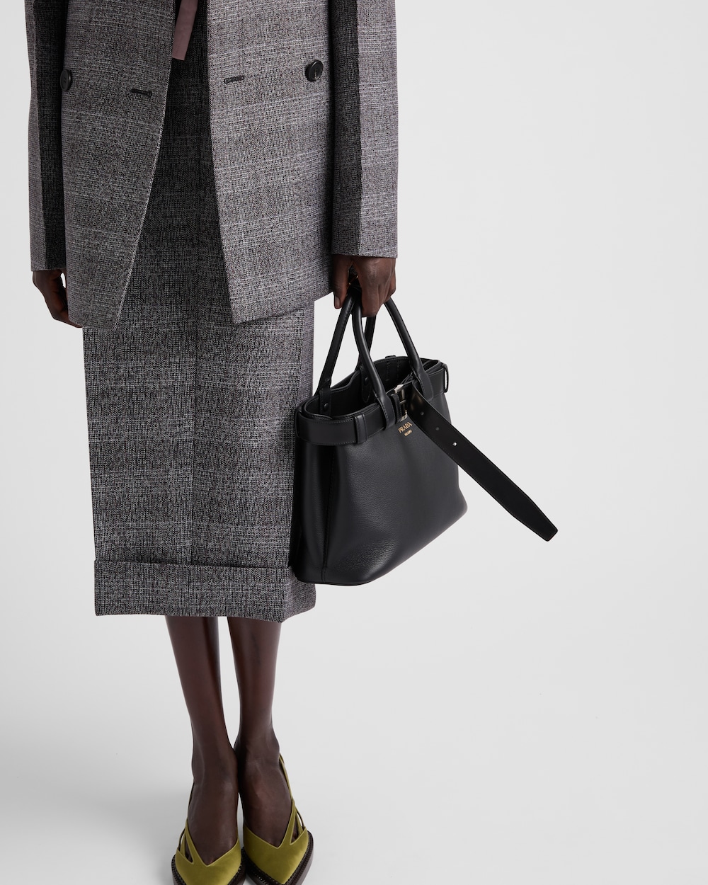 Replicate Prada Buckle Small Leather Handbag With Belt(1:1 replica)